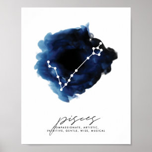 Póster Rasgos de caracteres de constelación de Pisces