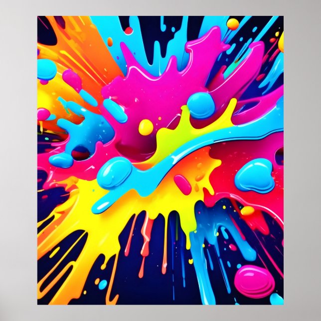 Póster Rasgos de pintura fluorescente dinámica (Frente)