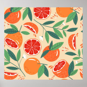 Póster Rasgos de pomelo, diseño moderno y sin costuras.