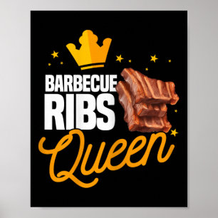 Póster Rasgos divertidos costillas de riñones Reina Bbq t