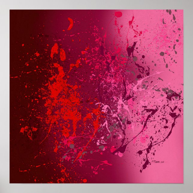 Póster Raspberry Flurry: Abstract spatter art (Frente)