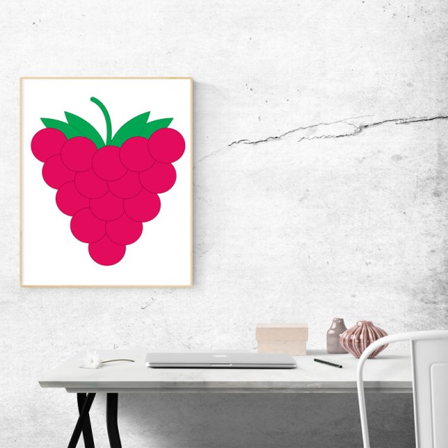 Póster Raspberry Fruit Berry Pink (A poster of a pink raspberry)