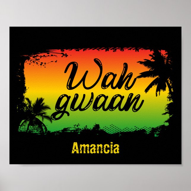 Póster Rasta jamaiquino Wah Gwaan Patwah Phrase (Frente)