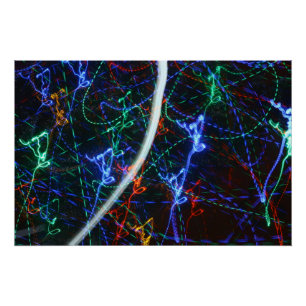 Póster Rastros de Luz de Neón Fotografía Abstracta. Ciber