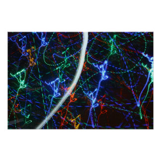Póster Rastros de Luz de Neón Fotografía Abstracta. Ciber