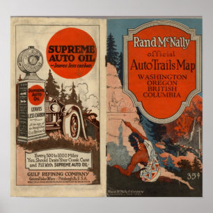 Póster Rastros del auto de Washington, Oregon