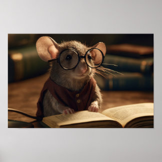 Póster Rat leyendo un libro