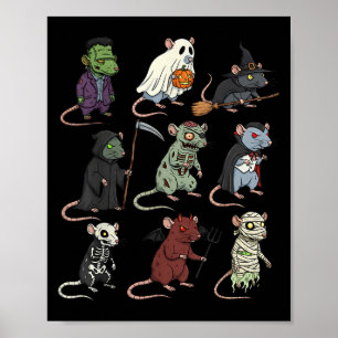 Póster Rat Soky Witch Boo Zombie Rat Halloween Boys & amp
