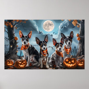 Póster Rat Terrier Halloween Espeluznante