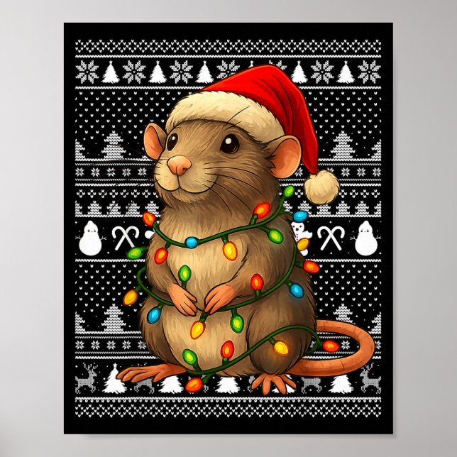 Póster Rat Ugly Christmas Santa Costume Family Xmas Women (Frente)