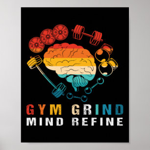 Póster Rata de Gimnasio Retro Culturismo Mente Refinada M