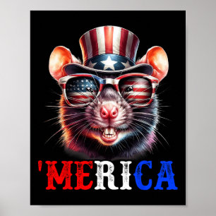 Póster Rata de Merica Patriótica 4 de Julio Divertida Niñ