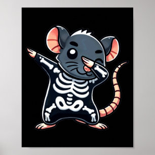 Póster Rata Halloween Esqueleto Niños Mujeres Hombres Rat