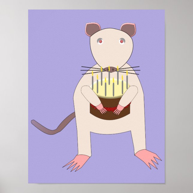 Póster Rata siamesa con pastel de cumpleaños (Frente)