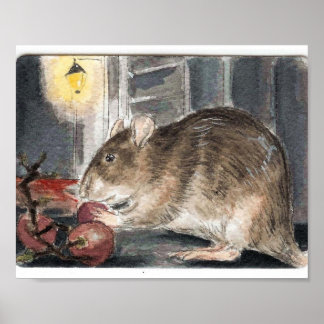 Póster Rata Whitechapel con uvas