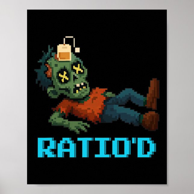 Póster Ratio’d Pixelated Zombie Gamer Teag Npc Halloweeen (Frente)