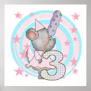 Póster Ratón 3er cumpleaños camisetas y regalos