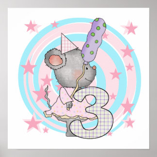 Póster Ratón 3er cumpleaños camisetas y regalos