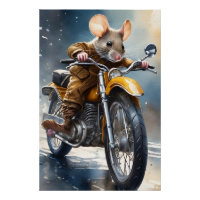 Ratón Adorable en motocicleta