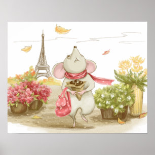 Póster Ratón blanco en París