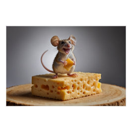 Póster Ratón de Grinning y queso