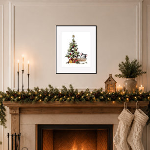 Póster Ratón de Navidad Bajo el Árbol