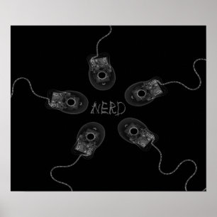 Póster Ratón de PC B&W de lienzo Nerd X-Ray