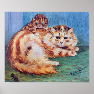 Póster Ratón descarado y gatos, Louis Wain
