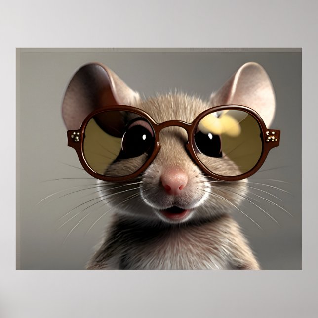 Póster Ratón divertido con gafas (Frente)