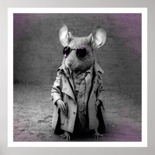Póster Ratón en un abrigo francés