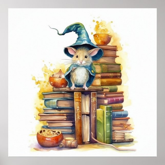 Póster Ratón encima de libros 5 (Frente)
