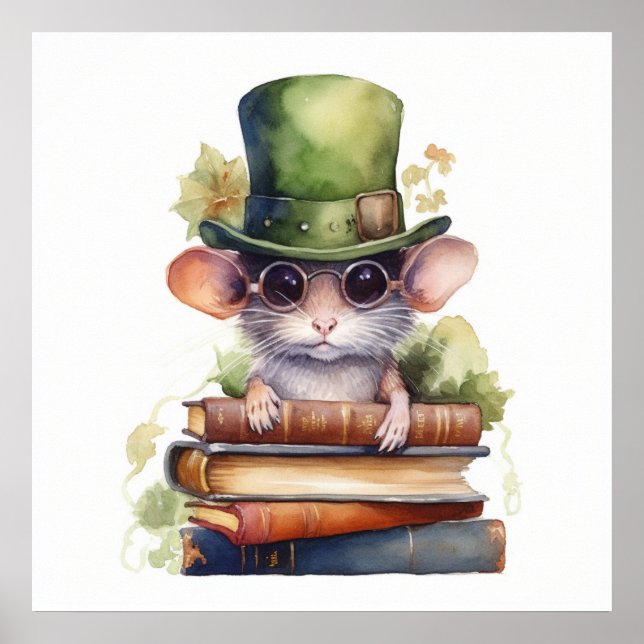 Póster Ratón encima de libros 7 (Frente)