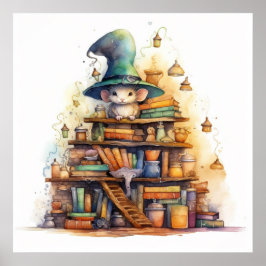 Póster Ratón encima de los libros 6