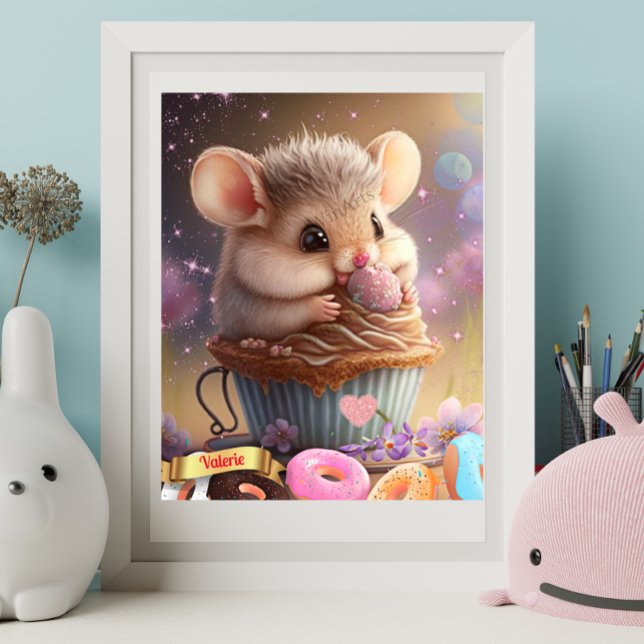Póster Ratón lindo en una taza dulces regalos personaliza (Subido por el creador)