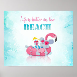 Póster Ratón lindo Estilo de playa