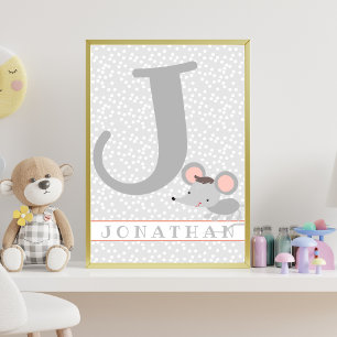 Póster Ratón Lindo y Lunares Guardería Personalizada para