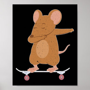 Póster Ratón o rata en monopatín regalo para 