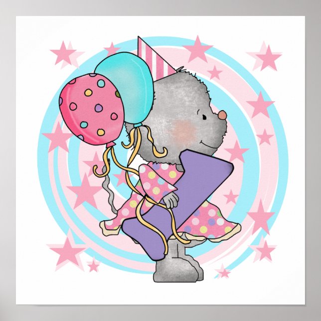 Póster Ratón Primer cumpleaños camisetas y regalos (Frente)