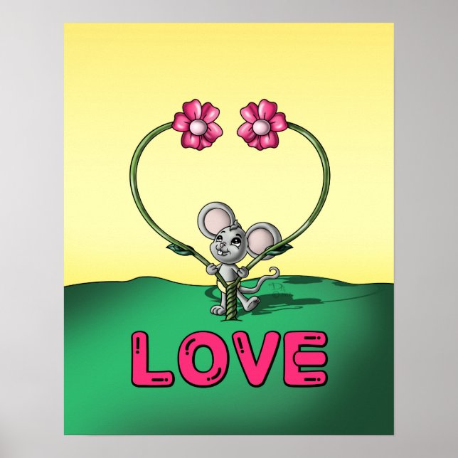 Póster Ratón y Flores (Frente)