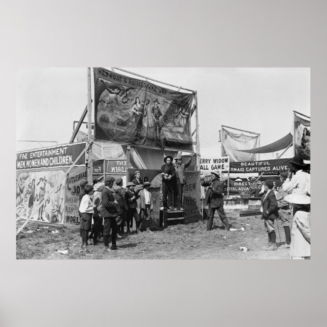 Póster Rattlesnake Joe Sideshow, años 20 (Frente)