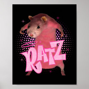 Póster Ratz divertido ratón rosa rata meme hombres mujere