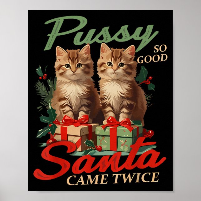 Póster Raunchy Christmas Cat Naughty Funny Gag Prank Humo (Frente)