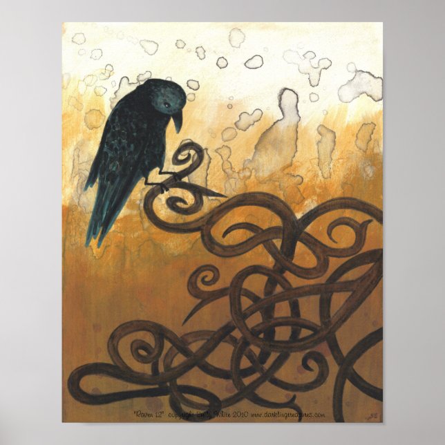 Póster Raven 12 nudos celtas poster de pintura natural (Frente)