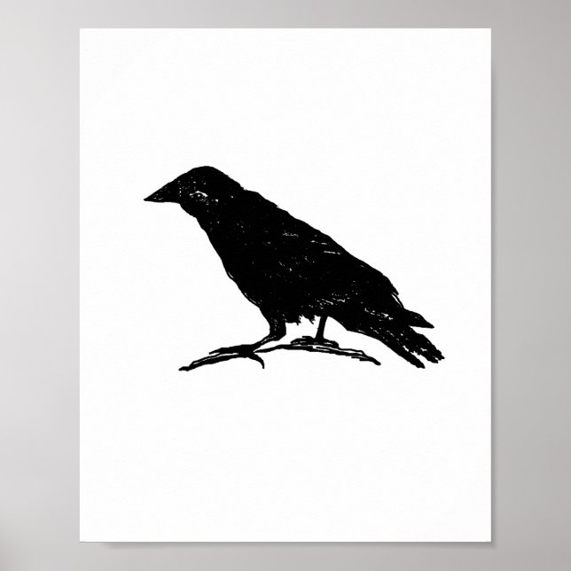 Póster Raven Black Bird Spooky Halloween Pintura (Frente)