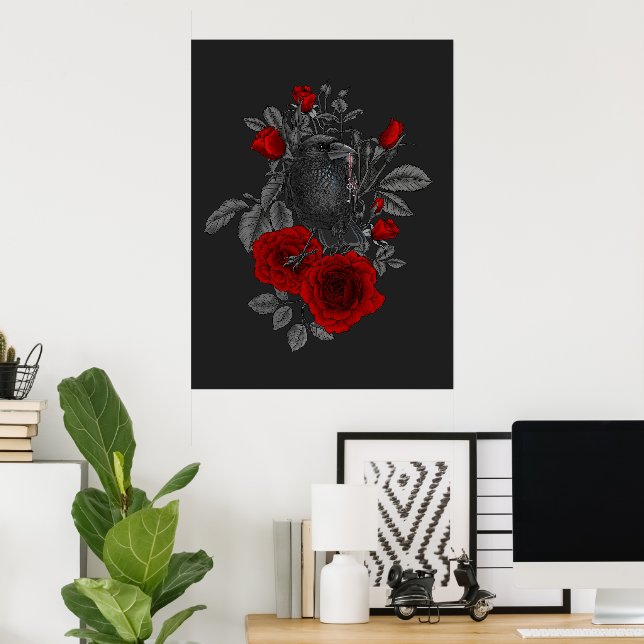 Póster Raven con la llave y los rosas (Oficina en casa)