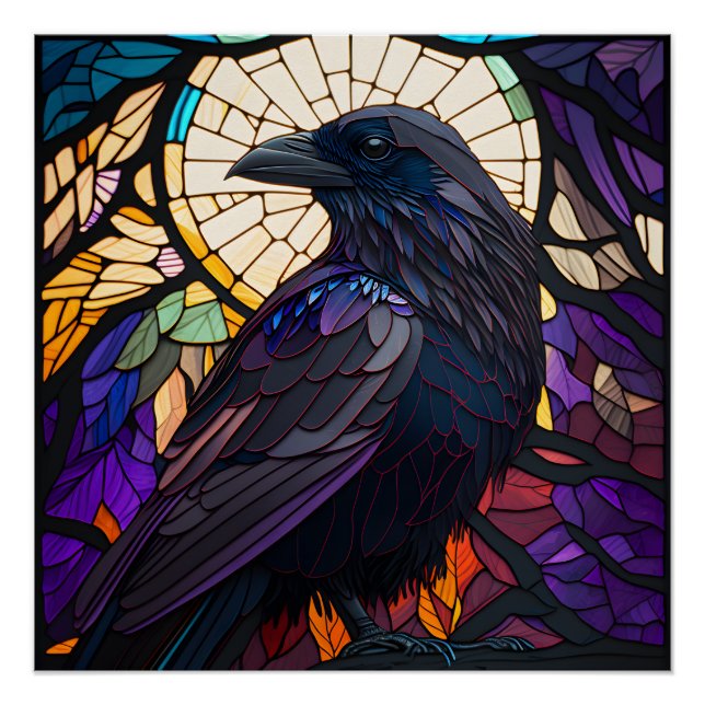 Póster Raven de vidrio templado, grande y familiar de bru (Anverso)