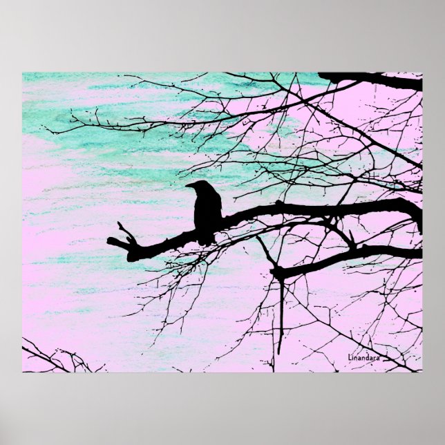 Póster Raven en el árbol (Frente)