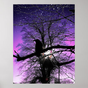 Póster Raven en el árbol