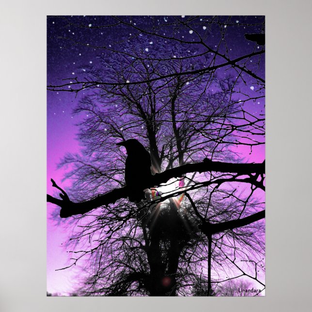 Póster Raven en el árbol (Frente)