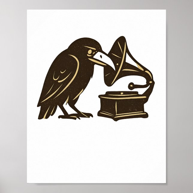 Póster Raven Gramophone Vintage Music Art (Frente)